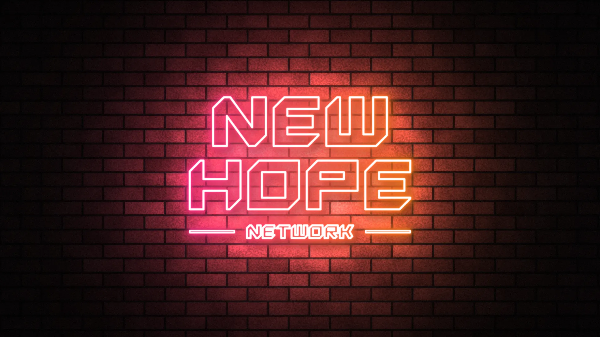 New Hope Network neon sign on a brick wall